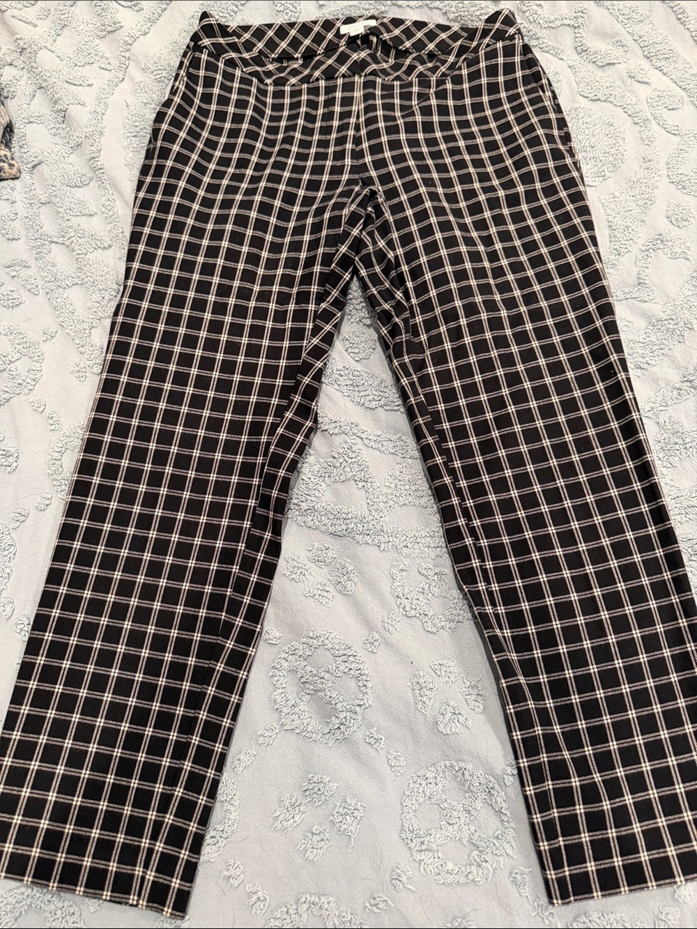 J. Jill Black and White Plaid Stretch Trousers